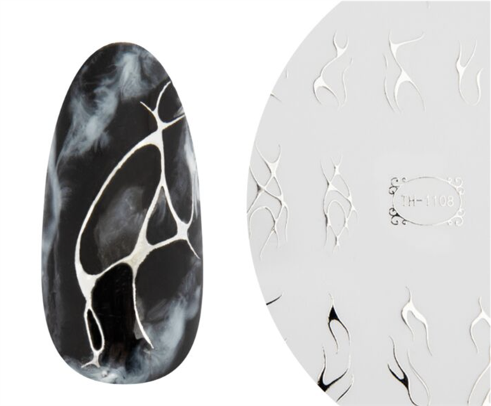 3D pure silver nail stickers