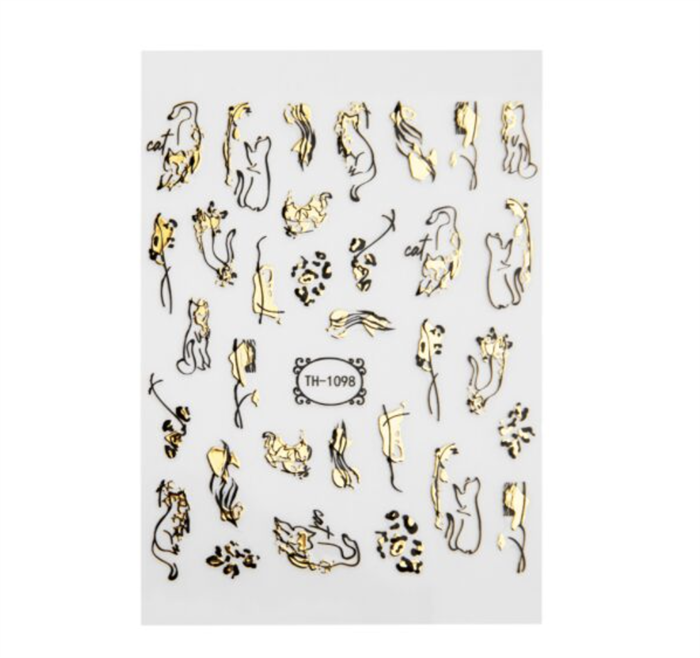 3D abstract cats nail sticker