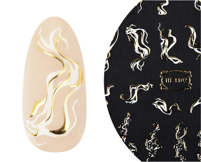 3D liquid gold nail sticker