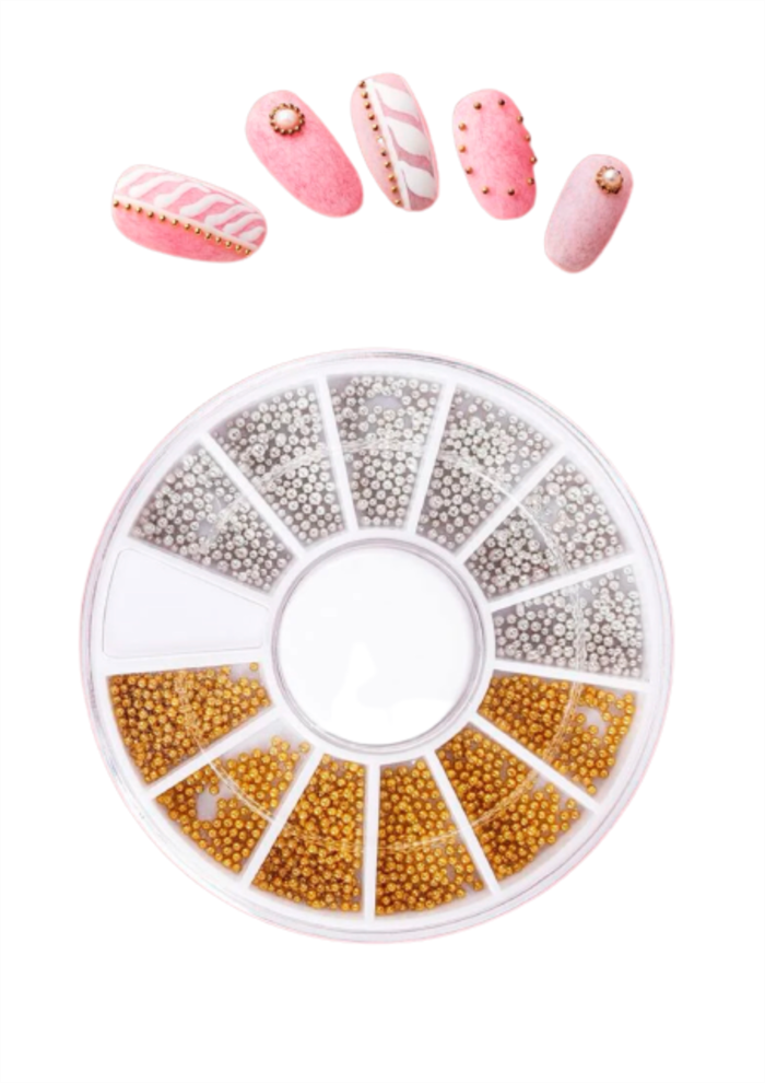 Micro pearls display - guld & sølv