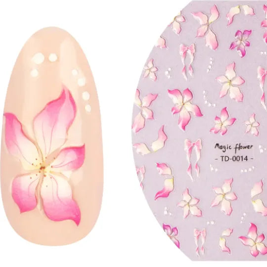 5D nail art sticker soft gel flower 3