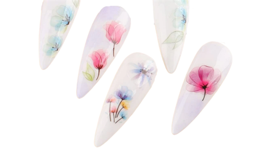 Water Color Flowers Nail Stickers
